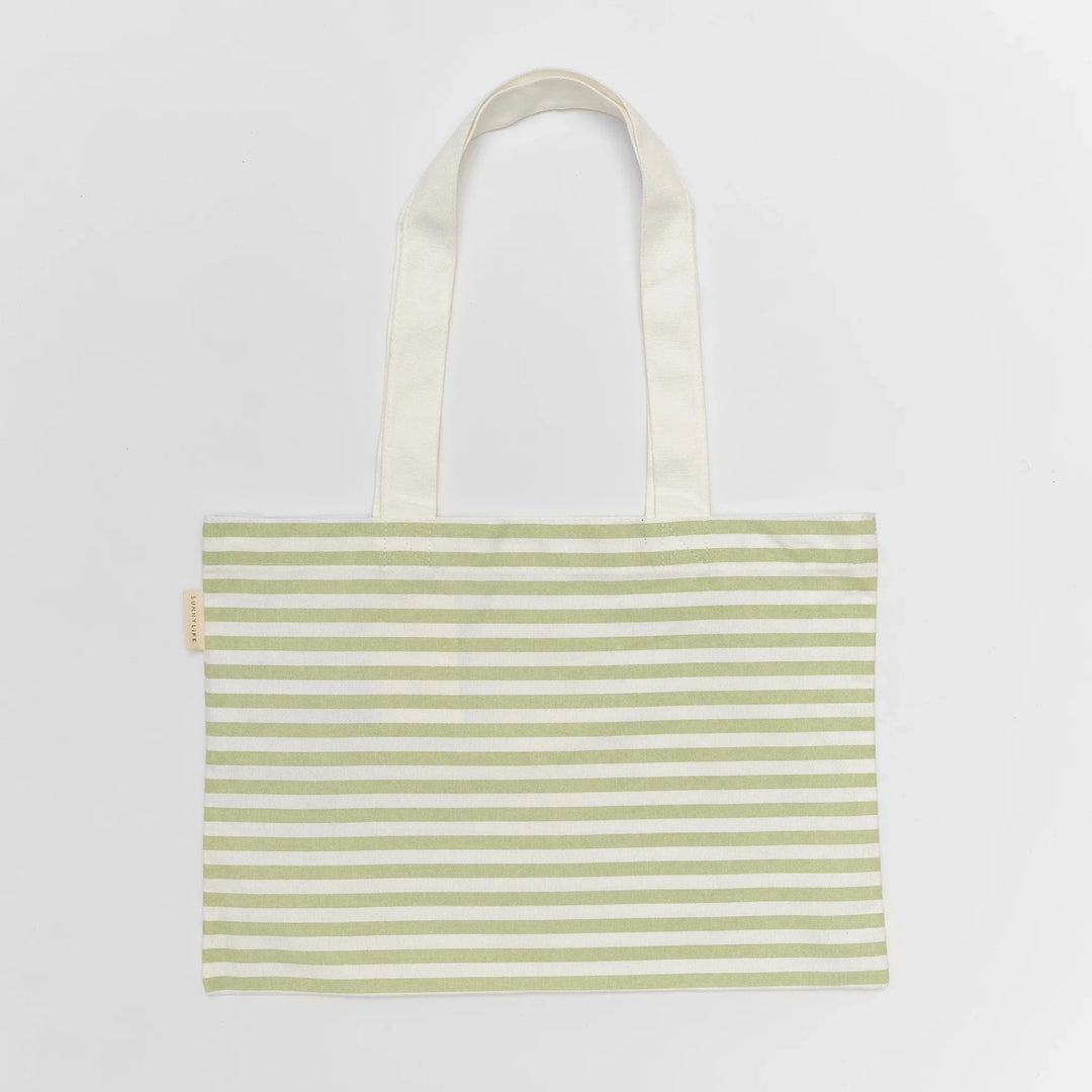 Kids Canvas Beach Bag - Duck Sage Stripe Beach Bag Sunny Life 