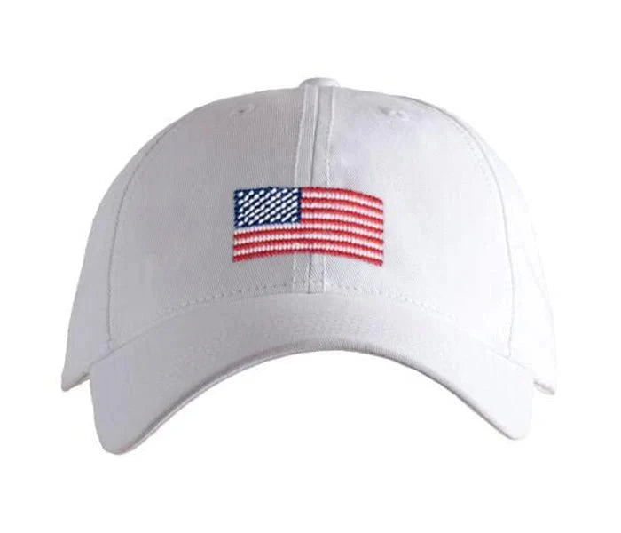 Kid's Needlepoint Hat - American Flag White Kids Hat Harding Lane 