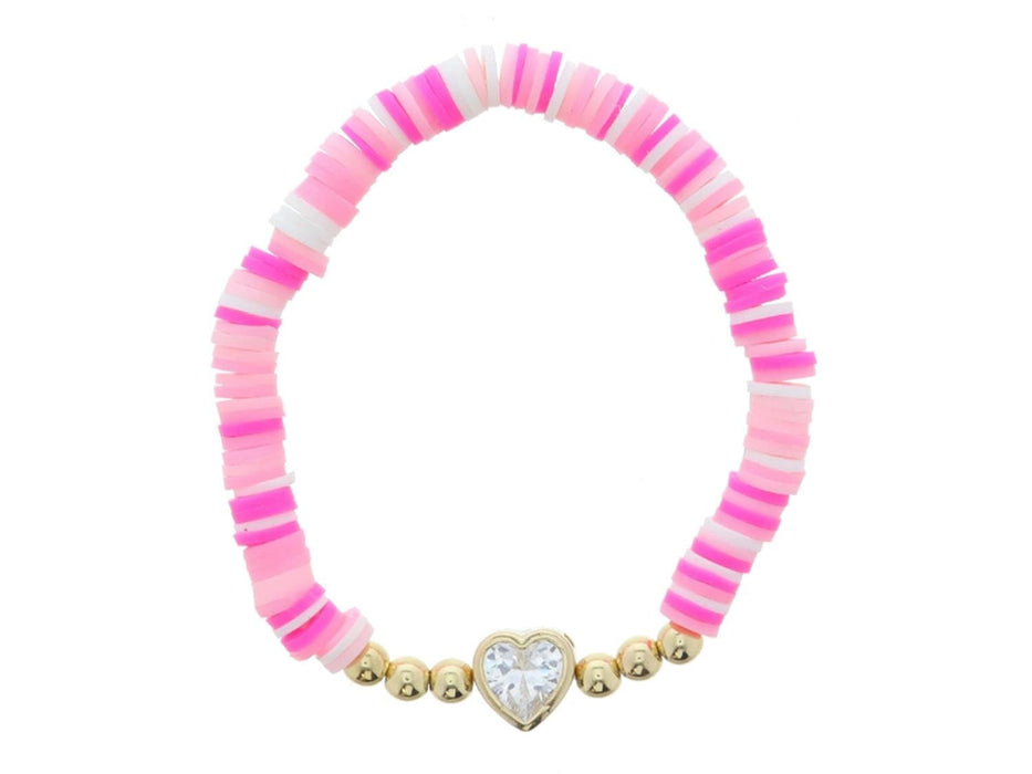 Kids Rubber Heart Bracelet Girl Bracelet Jane Marie Multi Pink and Crystal 
