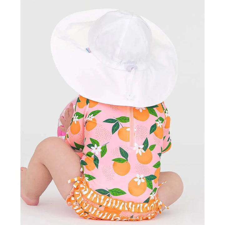 Kids Sun Protective Hat - White Child Sun Hat Rufflebutts 