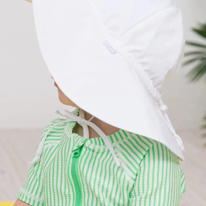 Kids Sun Protective Hat - White Child Sun Hat Rufflebutts 