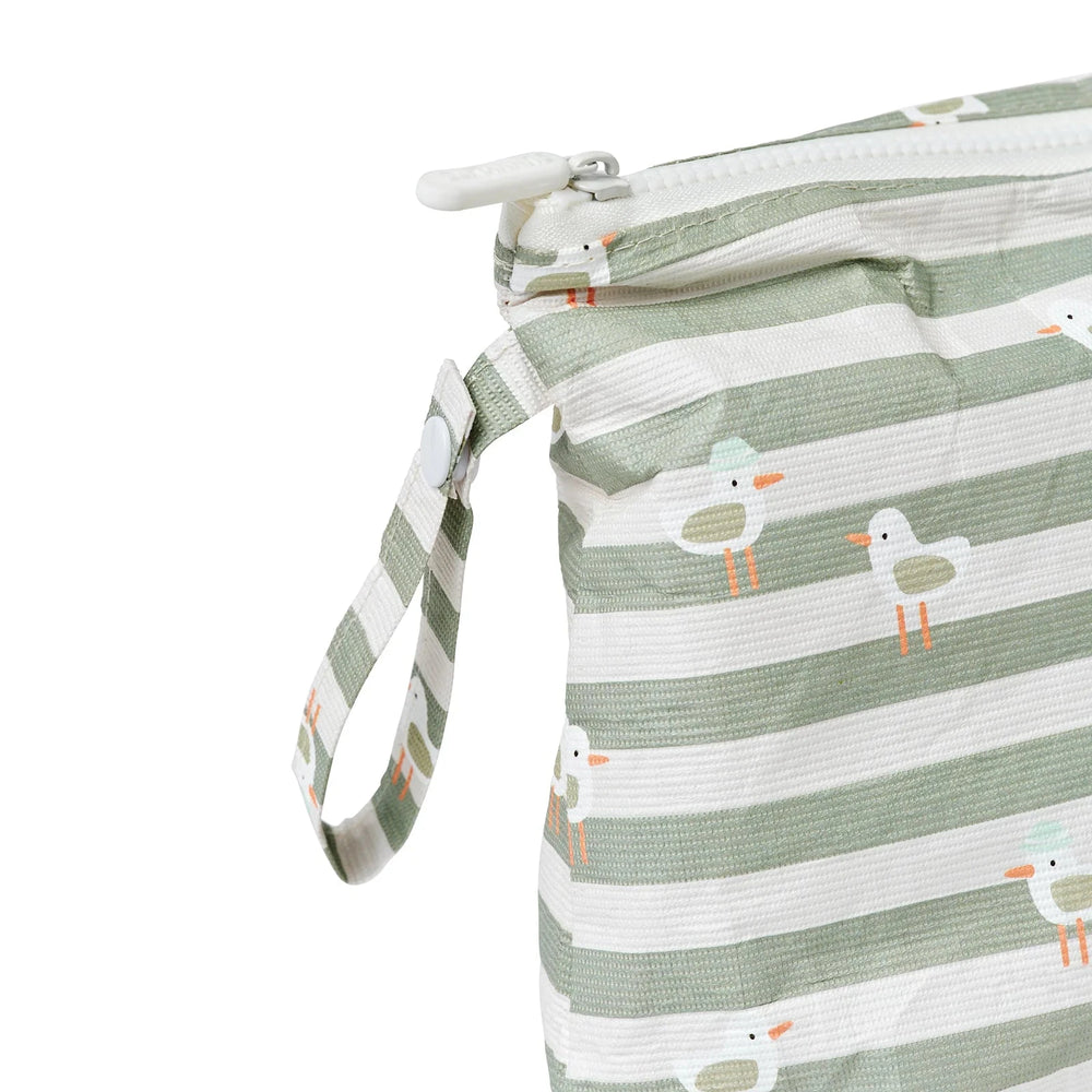 Kids Wet Bag - Sammy the Seagull Green Stripe Cosmetic/Accessories Bags Sunny Life 