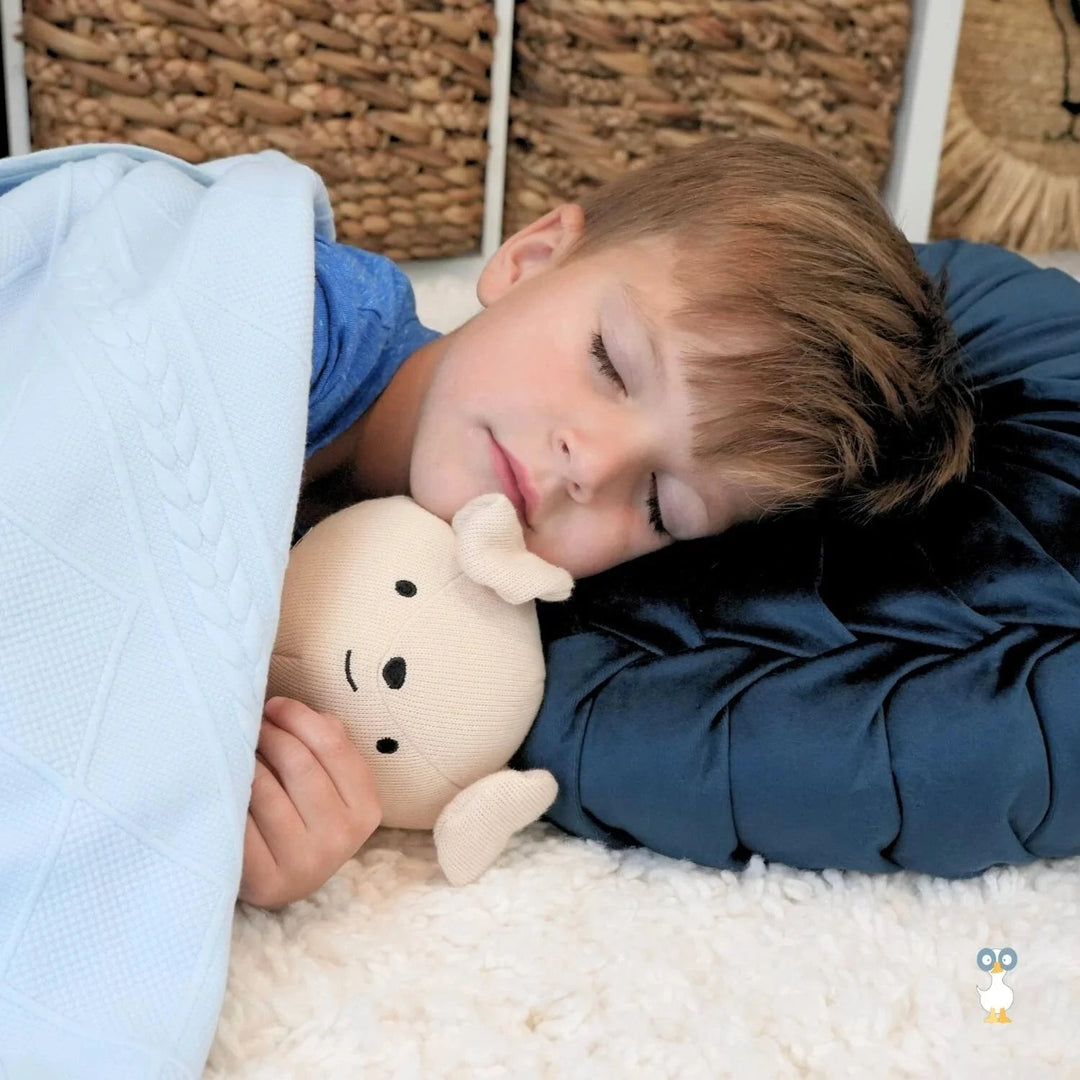 Knit Baby Blanket - Light Blue Baby Blanket GooseWaddle 