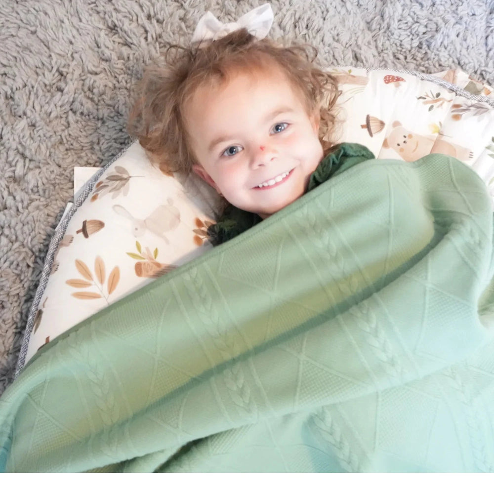 Knit Baby Blanket - Sage Green Baby Blanket GooseWaddle 