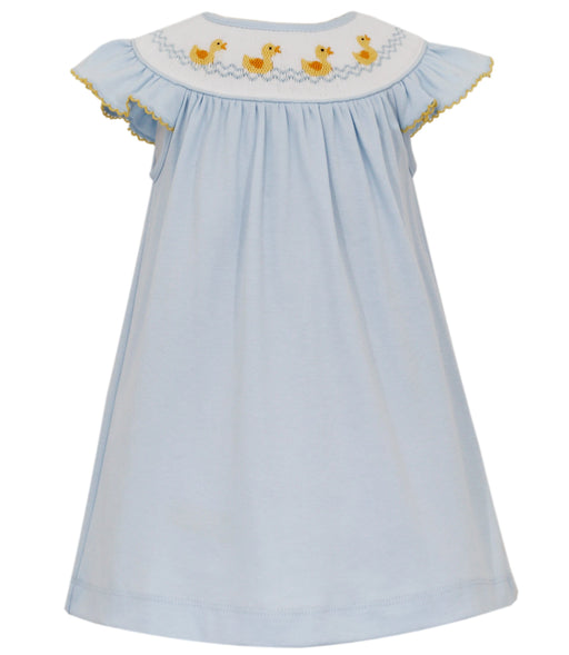 Knit Bishop Smocked Dress with Ducks Girl Dress Petit Bebe 