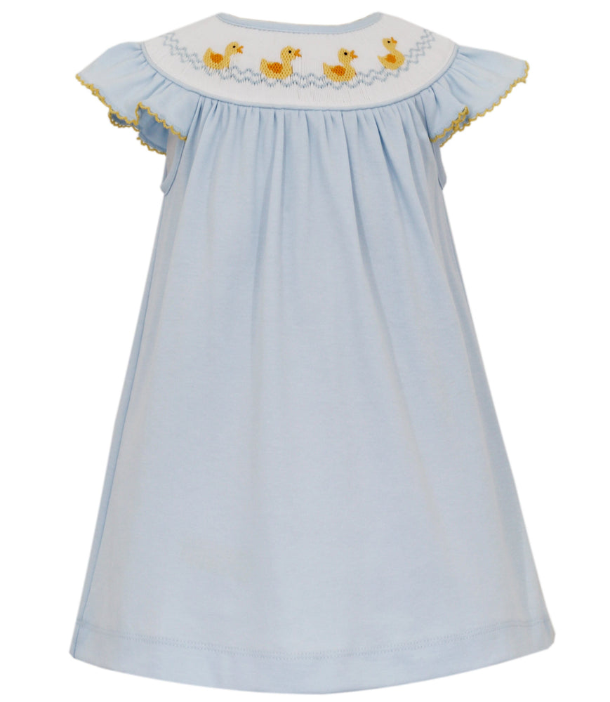 Knit Bishop Smocked Dress with Ducks Girl Dress Petit Bebe 