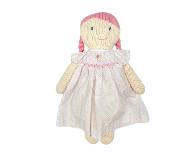 Knit Doll in Pink Dot Dress Stuffed Animal Zubels 