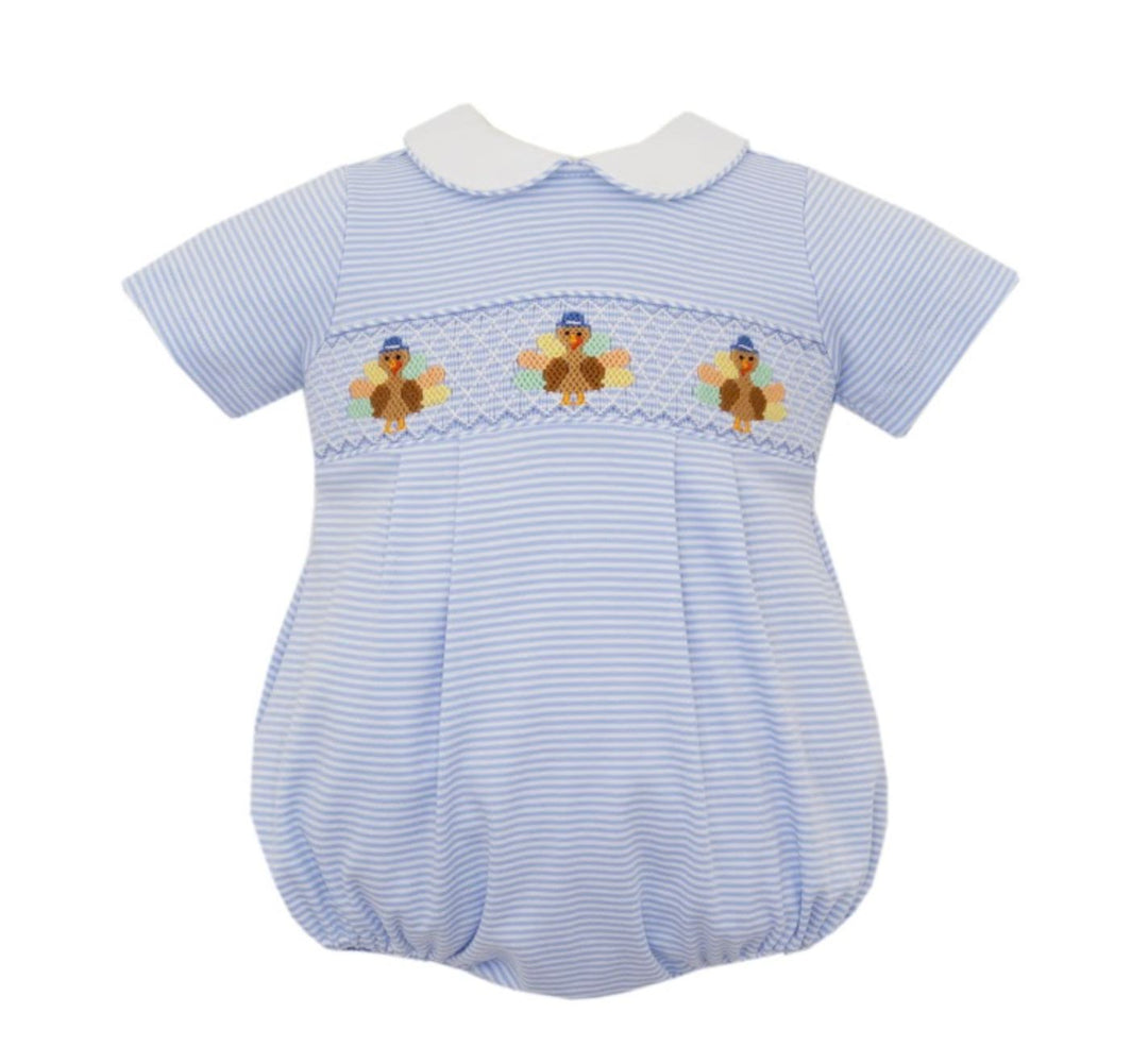 Knit Turkey Blue Stripe Bubble Boy Bubble Petit Bebe 