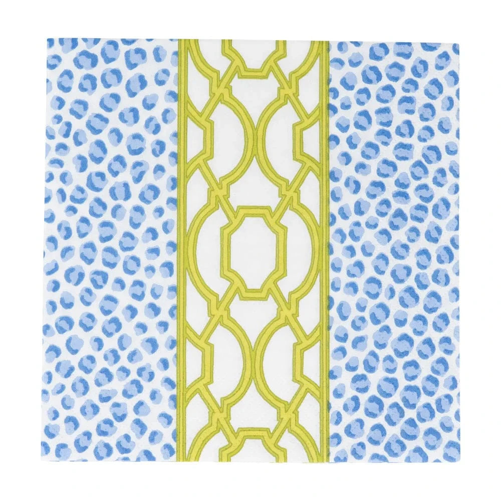 Knots an Spots Blue/Green Cocktail Napkin - 20 Per Package Cocktail Napkins Caspari 