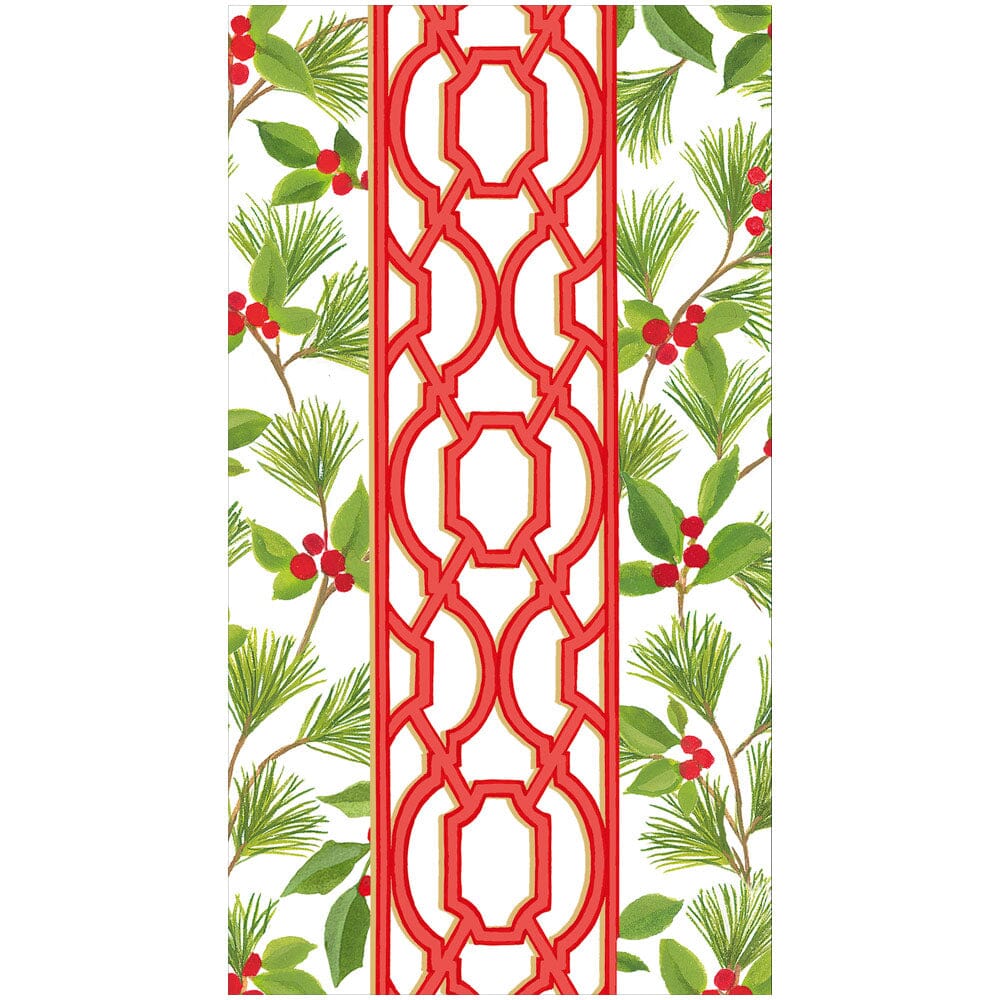 Knots And Greenery White Guest Towel - Package of 15 Guest Towels Caspari 