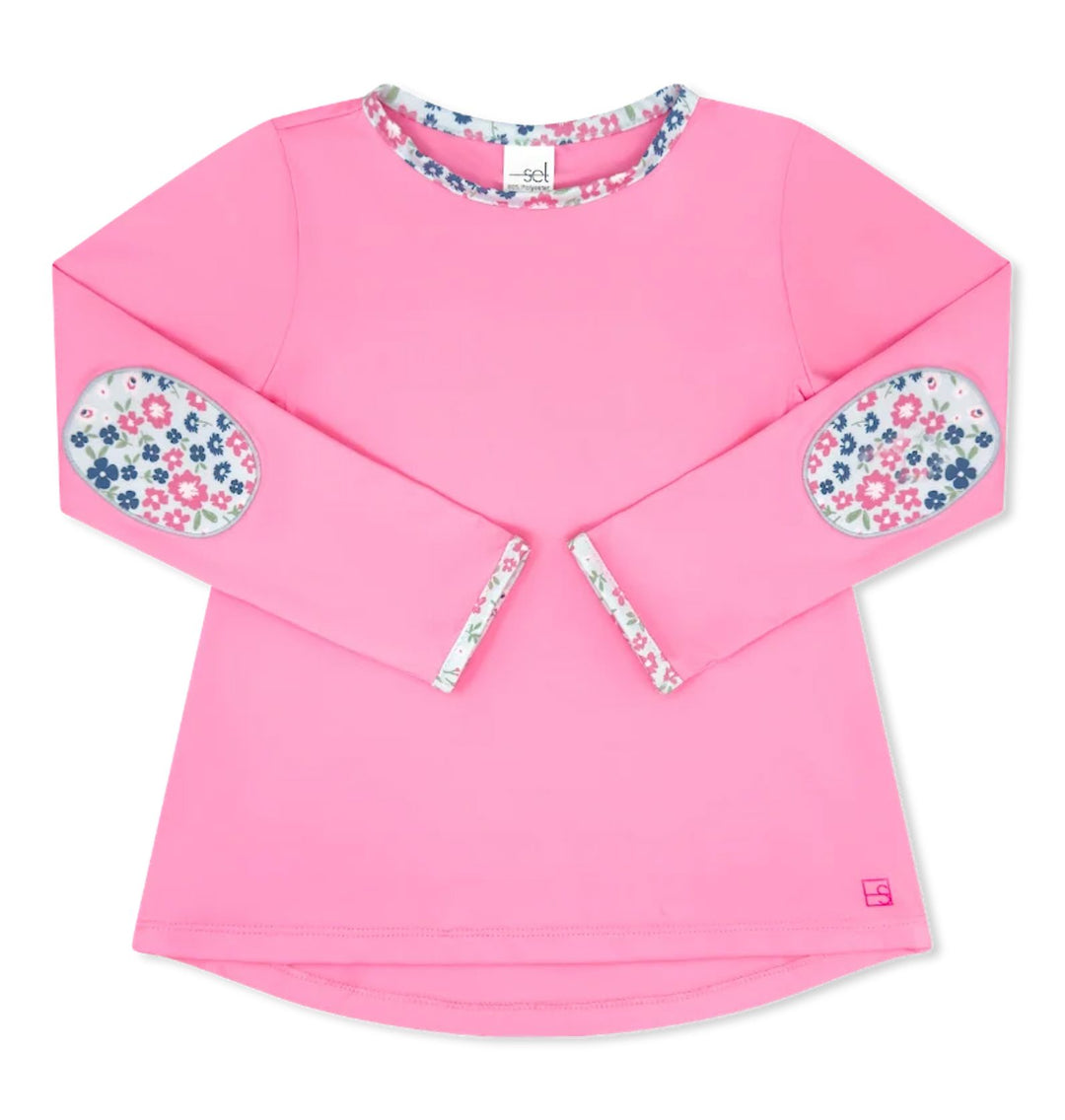 Kylie Long Sleeve Tee - Flamingo Pink in Baton Rouge Blooms Girl Shirt Set Athleisure 
