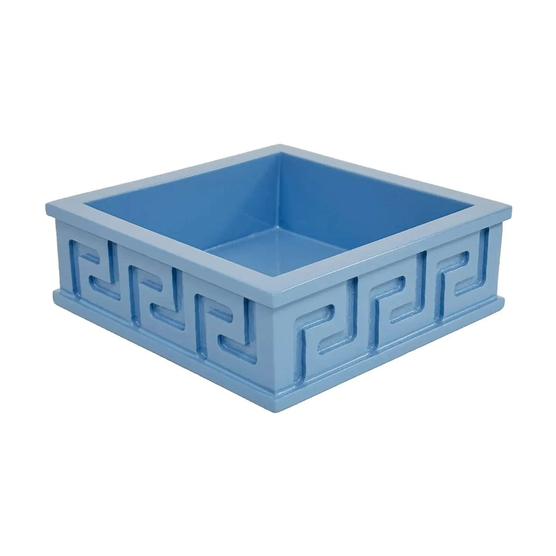 Lacquered Greek Key Cocktail Napkin Holder - Cornflower Blue Napkin Holder WH Hostess 