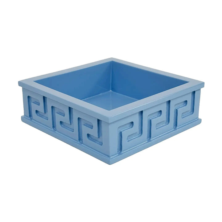Lacquered Greek Key Cocktail Napkin Holder - Cornflower Blue Napkin Holder WH Hostess 