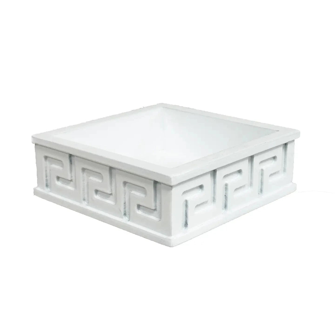 Lacquered Greek Key Cocktail Napkin Holder - White Napkin Holder WH Hostess 