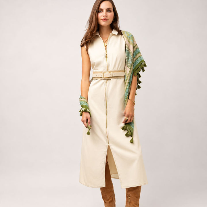 Lainey Denim Dress - Antique White Womens Dress Spartina 