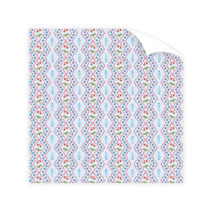 Lamia Damask Blue Wrapping Paper Roll Wrapping Paper Dogwood Hill 