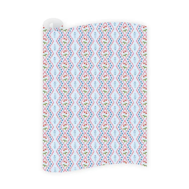 Lamia Damask Blue Wrapping Paper Roll Wrapping Paper Dogwood Hill 