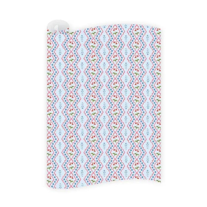 Lamia Damask Blue Wrapping Paper Roll Wrapping Paper Dogwood Hill 