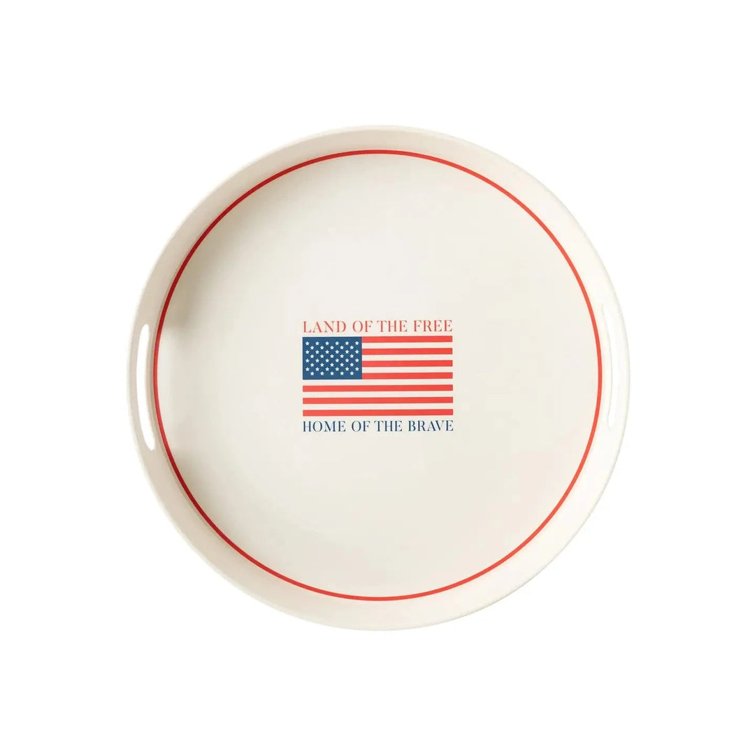 Land of the Free Reusable Bamboo Round Serving Tray Serving Plate My Mind's Eye 