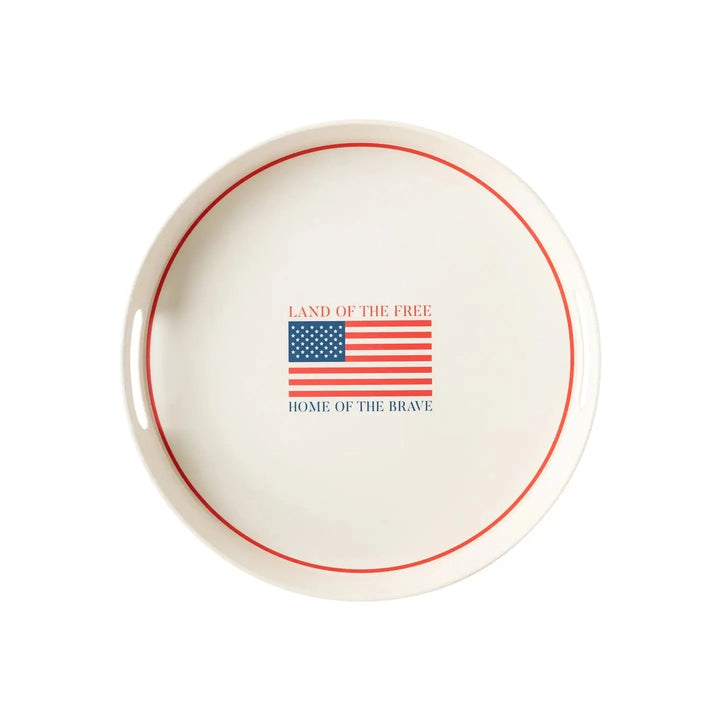 Land of the Free Reusable Bamboo Round Serving Tray Serving Plate My Mind's Eye 