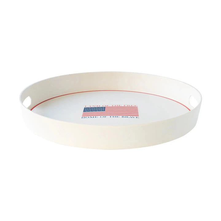 Land of the Free Reusable Bamboo Round Serving Tray Serving Plate My Mind's Eye 