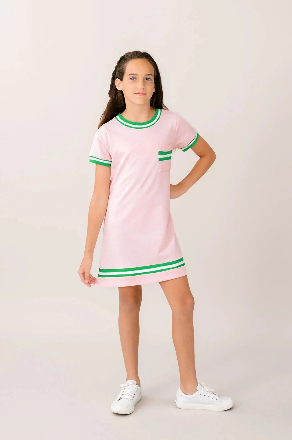 Landry Dress- Primrose Pink/Green Girl Dress Set Athleisure 