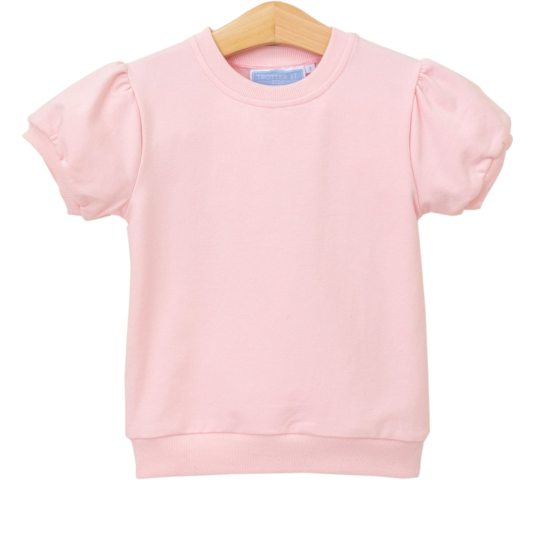 Landry Puff Sleeve Top - Light Pink Girl Shirt Trotter Street Kids 