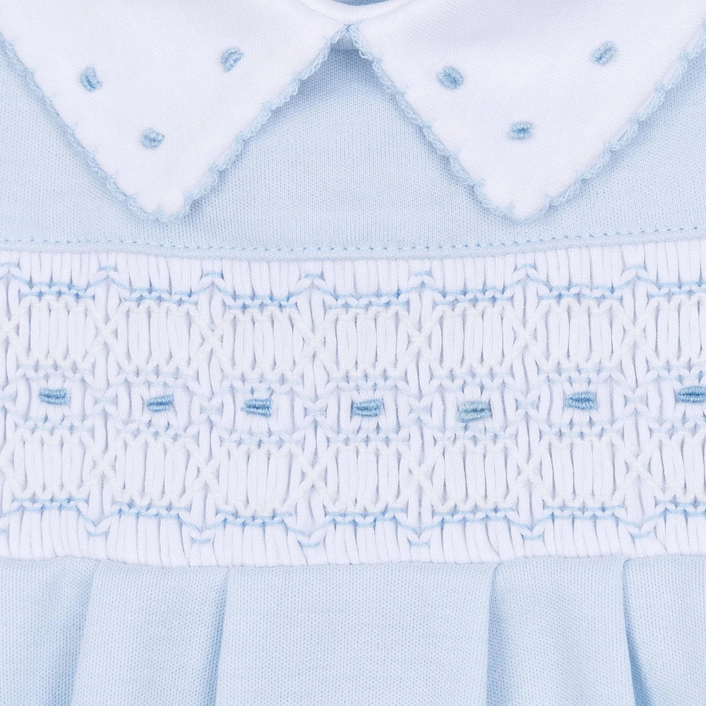 Landry Smocked Bubble - Light Blue Boy Bubble Magnolia Baby 