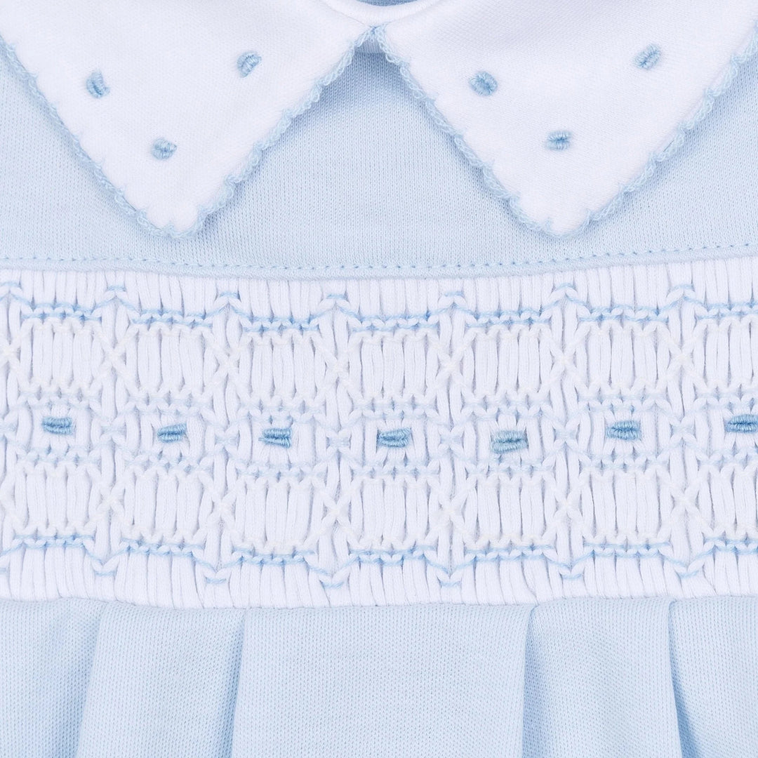 Landry Smocked Bubble - Light Blue Boy Bubble Magnolia Baby 