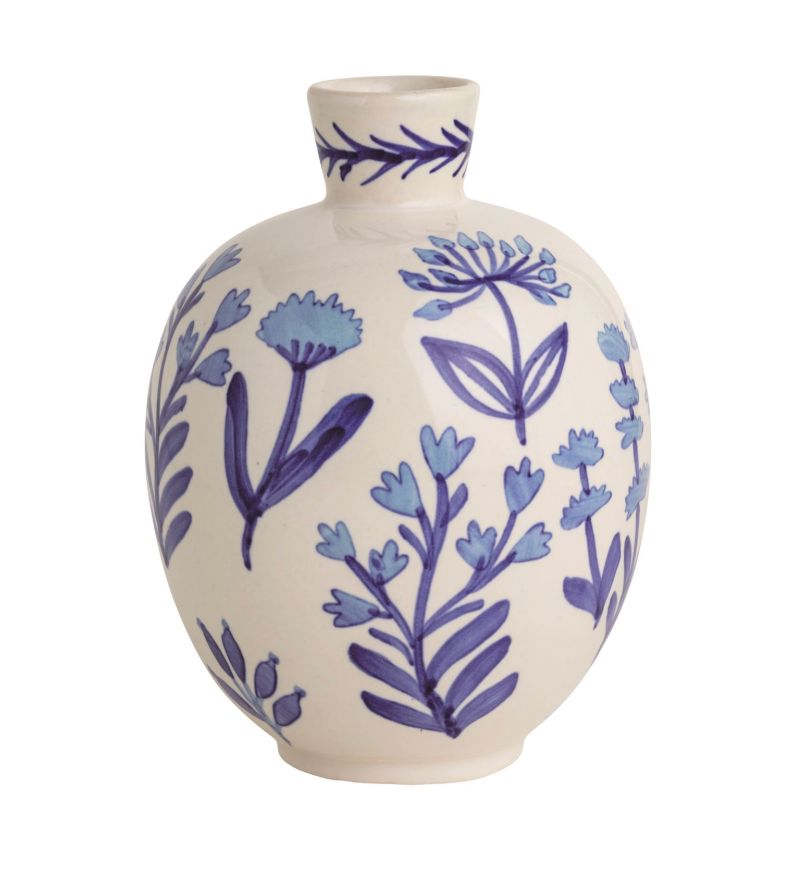 Large Blue Floral Bud Vase Vase MudPie 