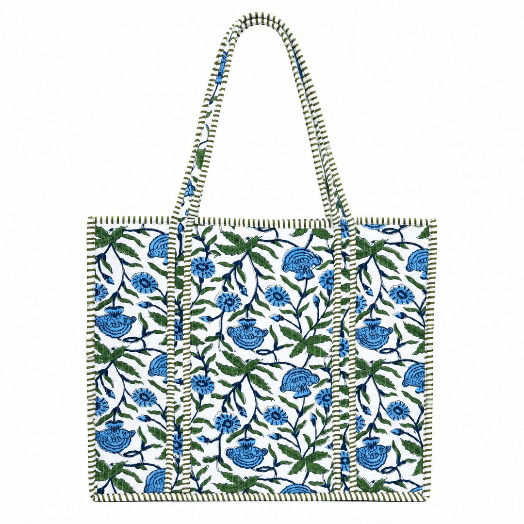 Large Quilted Tote Bag - Chatham Floral Tote Queens Designs 