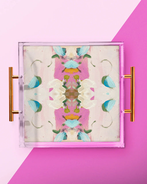 Large Tray - Laura Park x Tart - Monets Garden Pink Decorative Tray Tart By Taylor 