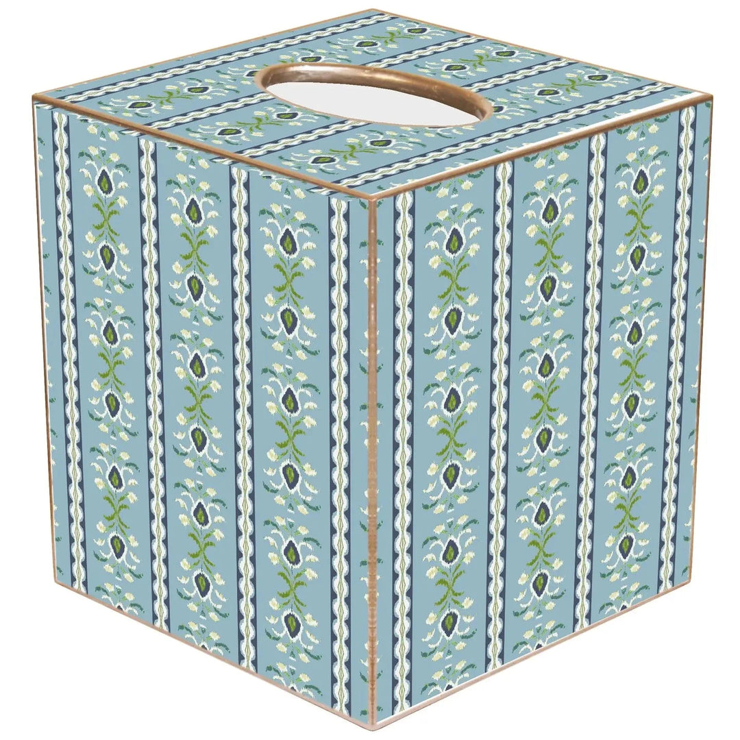 Laura Park Art Tissue Box Cover - Rosemary Stripe French Blue Tissue Box Covers Marye Kelley 
