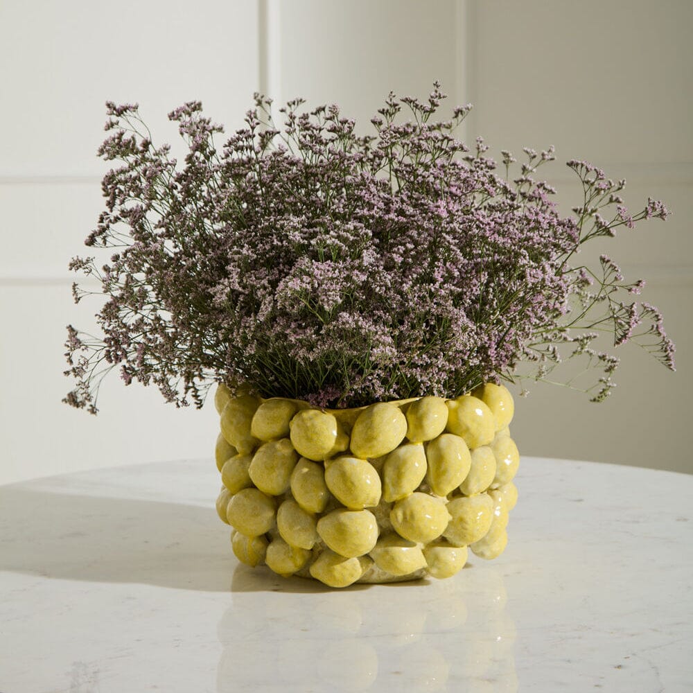 Layered Lemon Pot Planter Accent Decor 