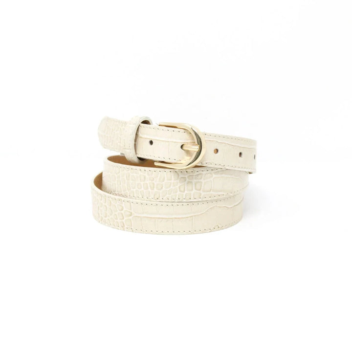 Leather Croc Belt Women's Belt Germán Fuentes Beige Small 