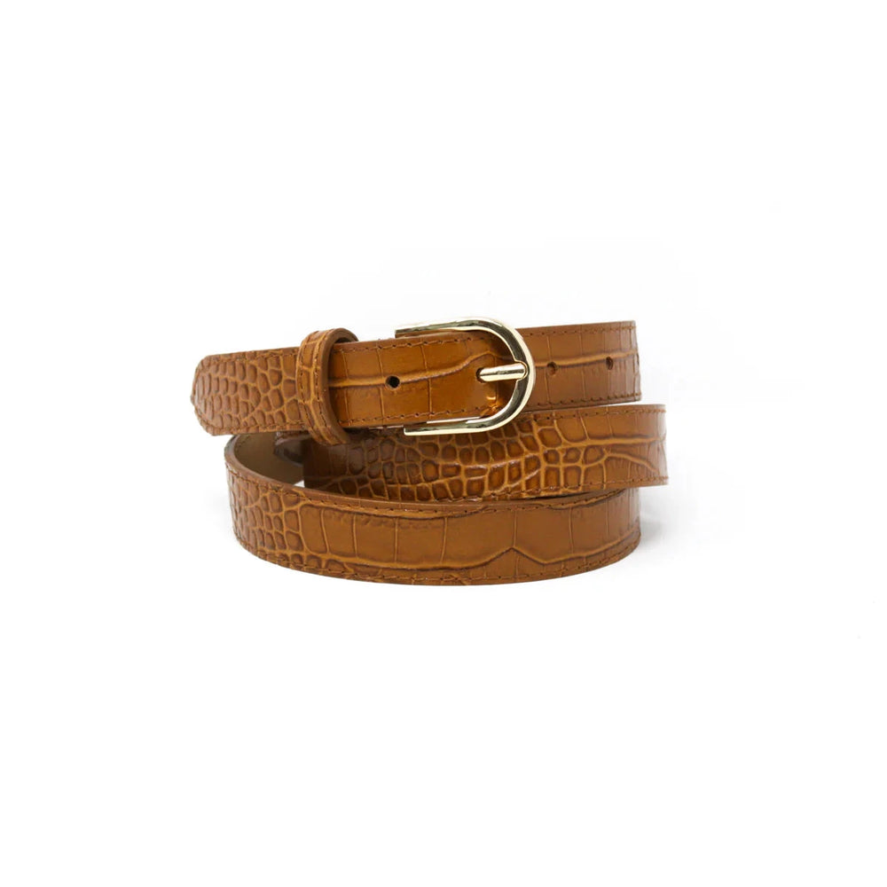 Leather Croc Belt Women's Belt Germán Fuentes Carmel Small 
