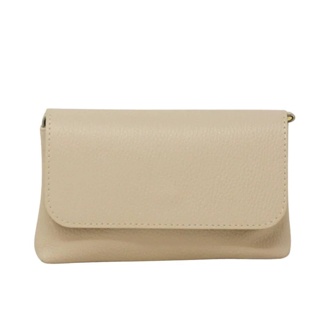 Leather Crossbody Clutch Purse Germán Fuentes Beige 