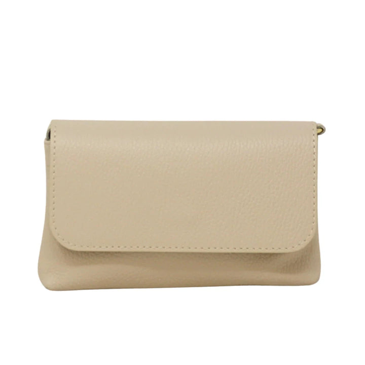 Leather Crossbody Clutch Purse Germán Fuentes Beige 