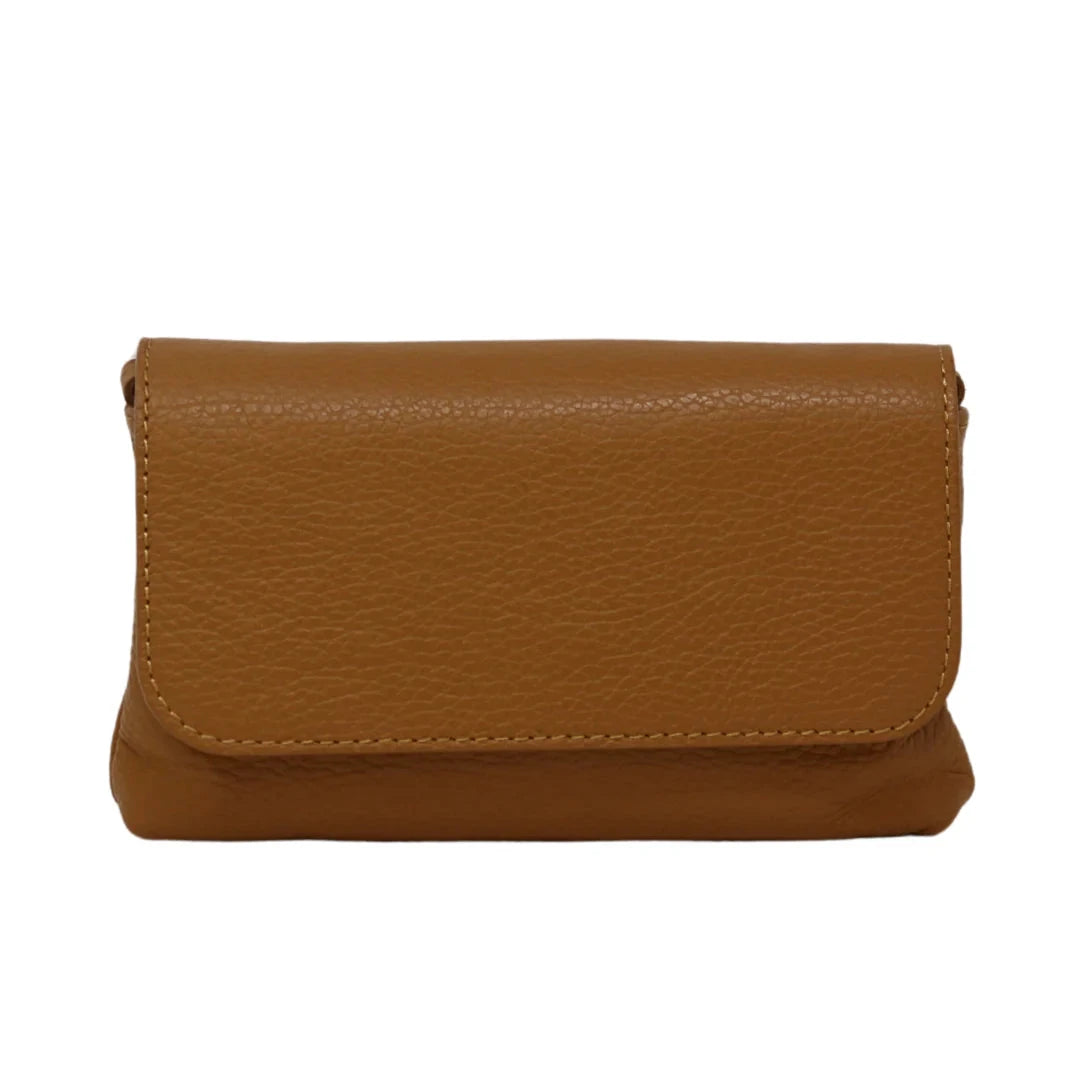 Leather Crossbody Clutch Purse Germán Fuentes Camel 