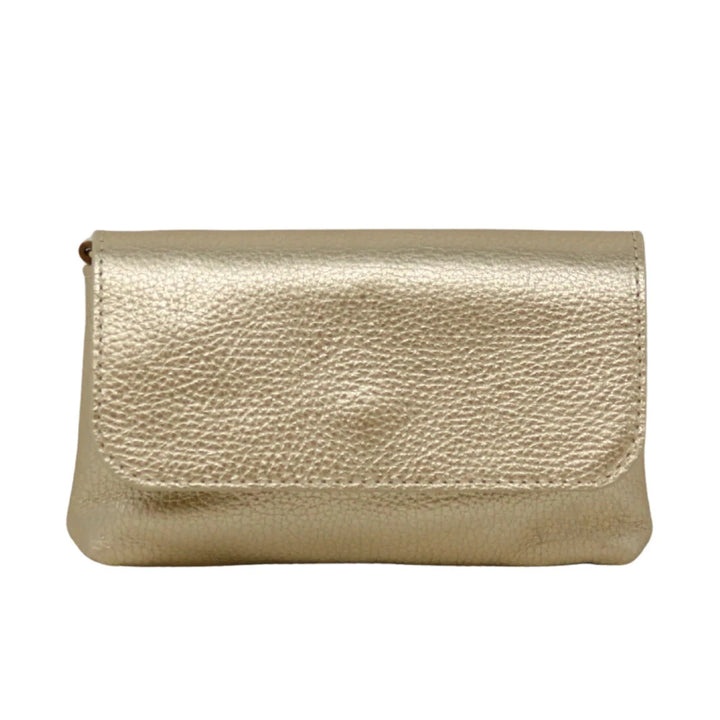 Leather Crossbody Clutch Purse Germán Fuentes Gold 