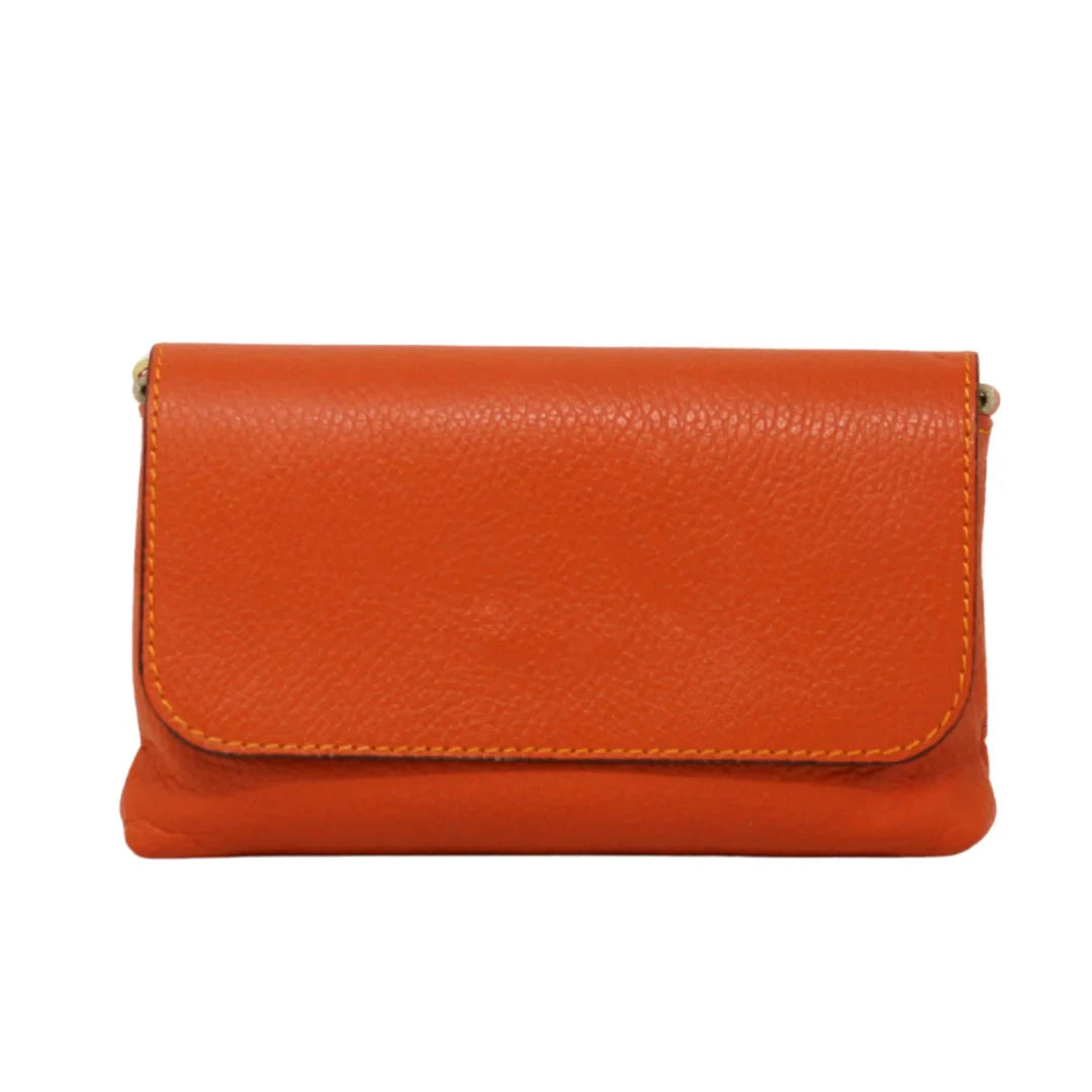 Leather Crossbody Clutch Purse Germán Fuentes Orange 