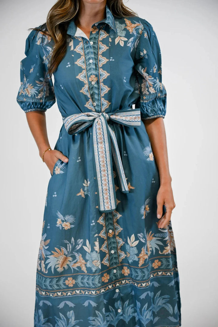 Leila Dress - Azure Palm Womens Dress Victoria Dunn 