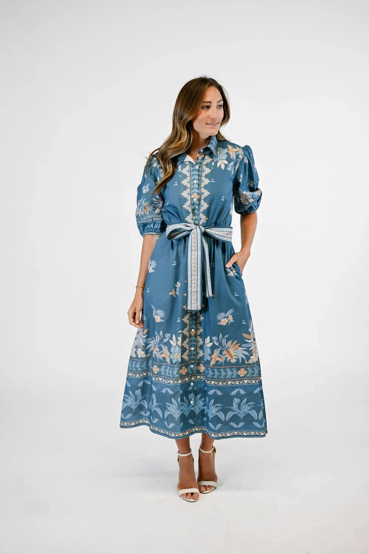 Leila Dress - Azure Palm Womens Dress Victoria Dunn 