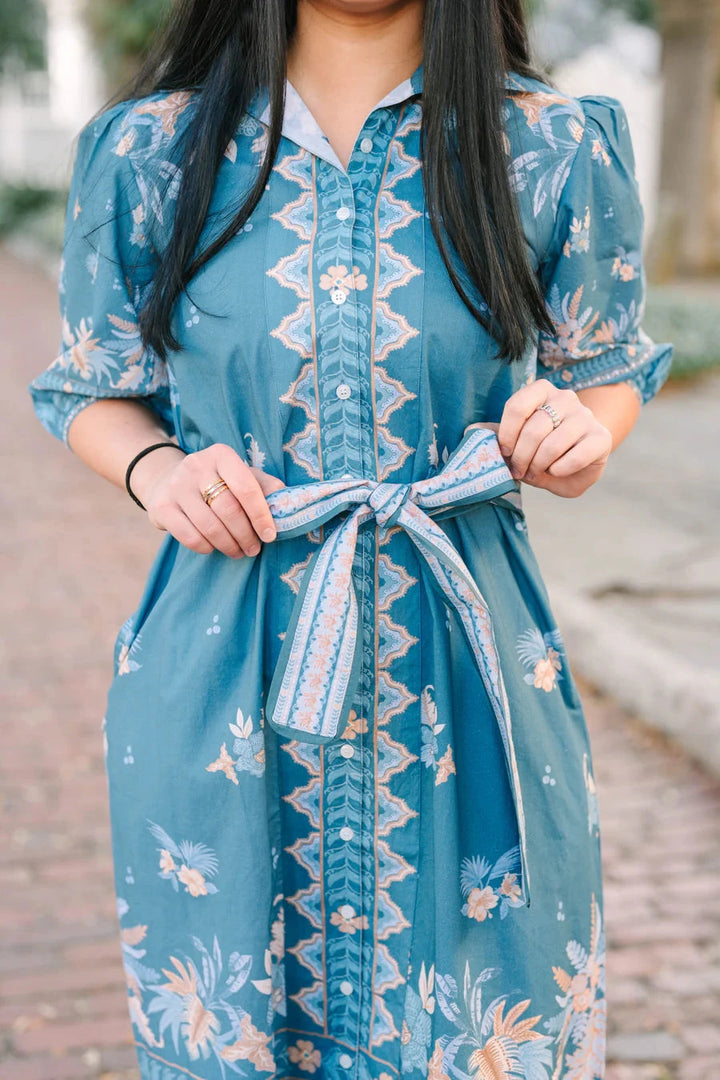 Leila Dress - Azure Palm Womens Dress Victoria Dunn 