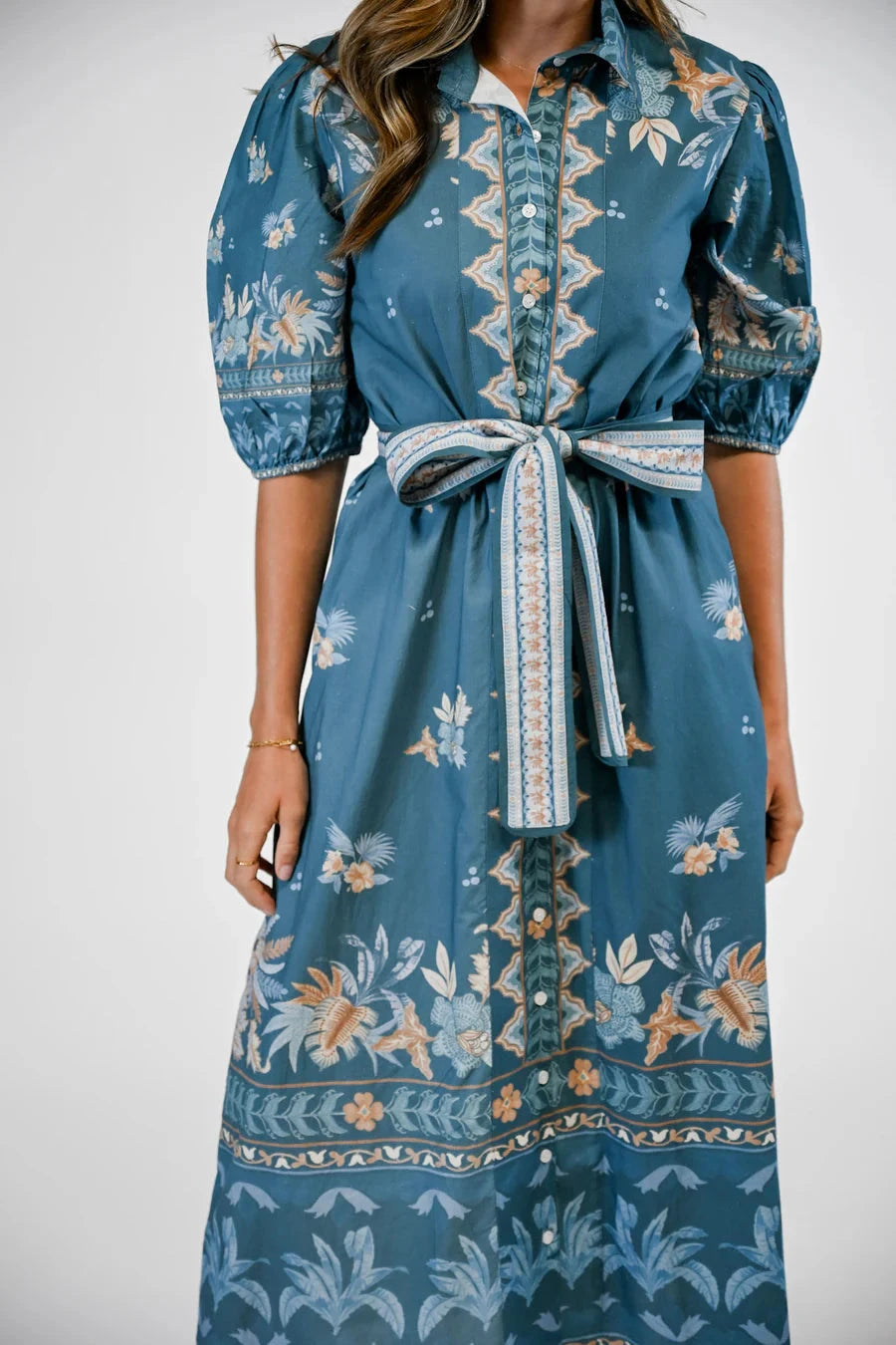 Leila Dress - Azure Palm Womens Dress Victoria Dunn 