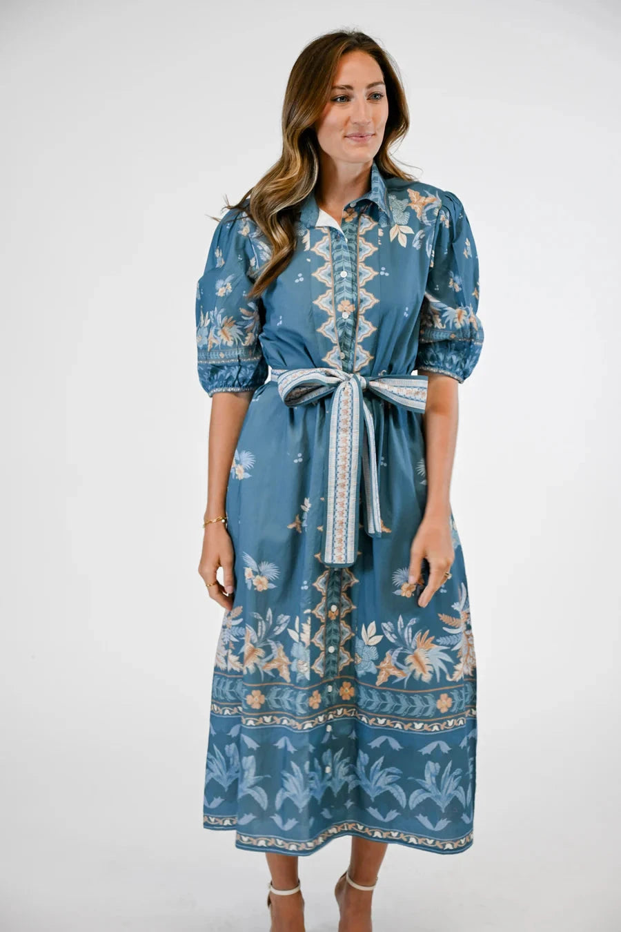 Leila Dress - Azure Palm Womens Dress Victoria Dunn 
