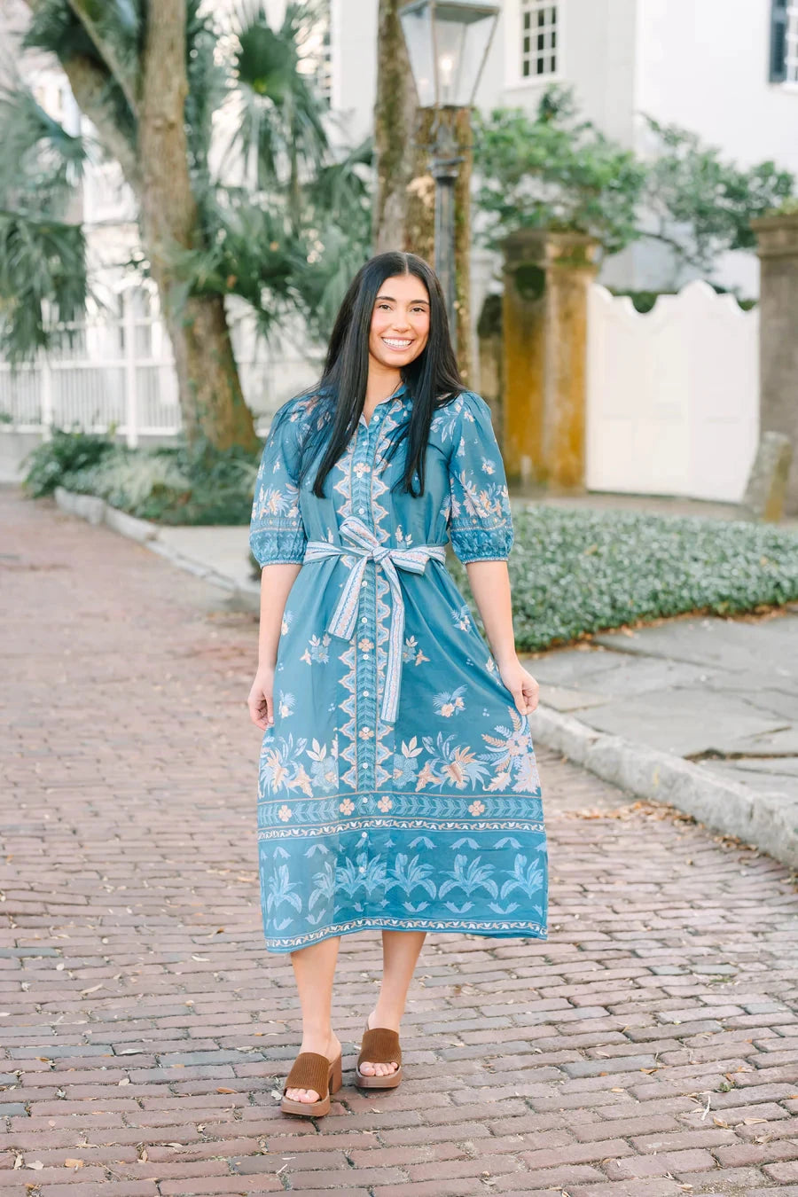 Leila Dress - Azure Palm Womens Dress Victoria Dunn 