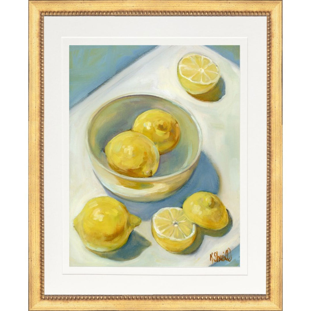 Lemons in Bowl Framed Print 18x22 Artwork The Leonard Collection 