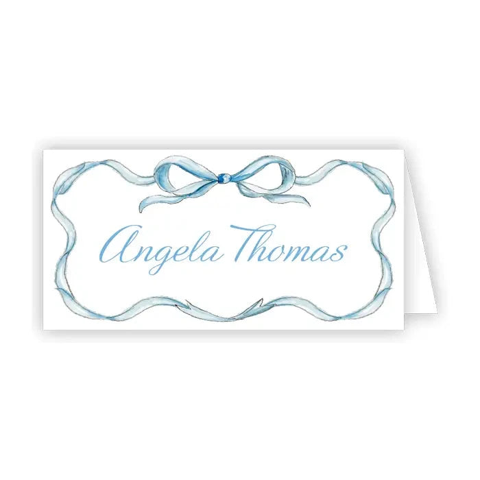 Light Blue Bow and Ribbon Border Placecard Place Cards Rosanne Beck 