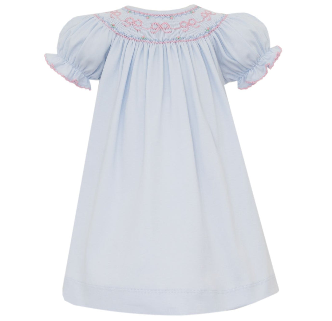 Light Blue Now Smocked Bishop Girl Dress Petit Bebe 